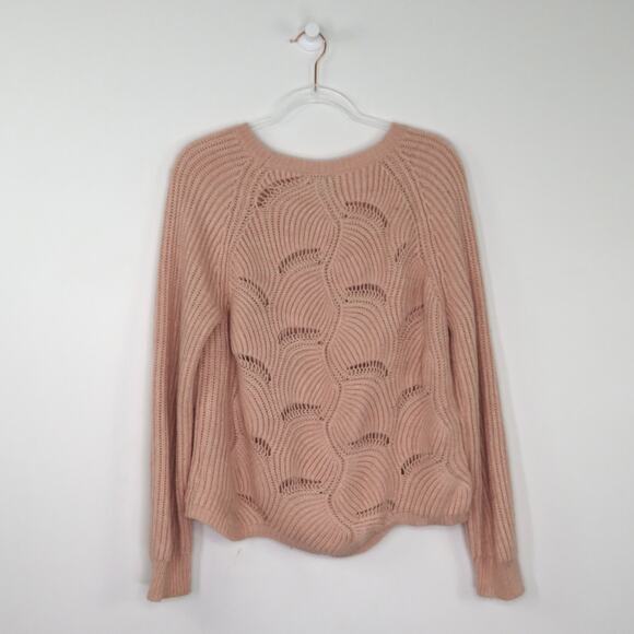 A New Day Pink Open Knit Sparkle Sweater Crewneck Blush Pink Small - Picture 3 of 7